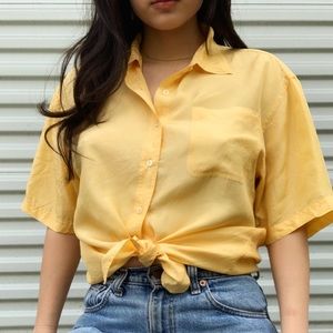 Vintage oversized short sleeve button up top